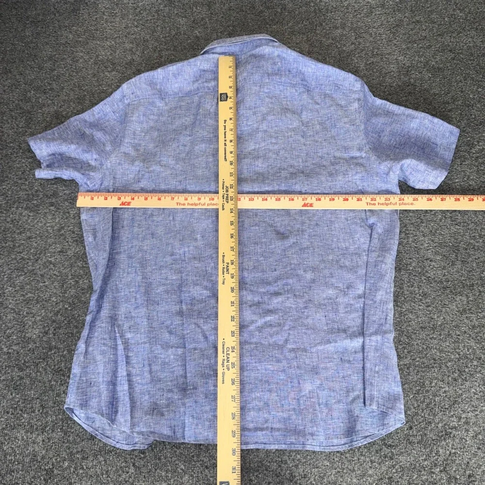 UNTUCKit Mens XL Blue Linen Wrinkle Resistant Short Sleeve Shirt NEW Button Up - Picture 4 of 7